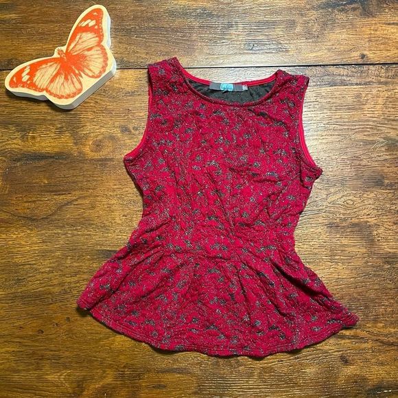 Anthropologie | Eva Franco Peplum Brocade Glitter Tank - Picture 1 of 10